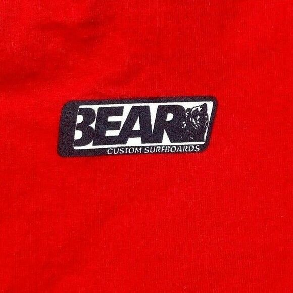 Bear Surfboards Logo Shirt Men Medium Vintage 1990's Surf Wave Graphic Red - Picture 7 of 10